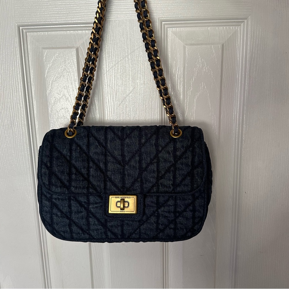 Karl Lagerfeld Agyness Denim Quilted Bag - Picture 2 of 7